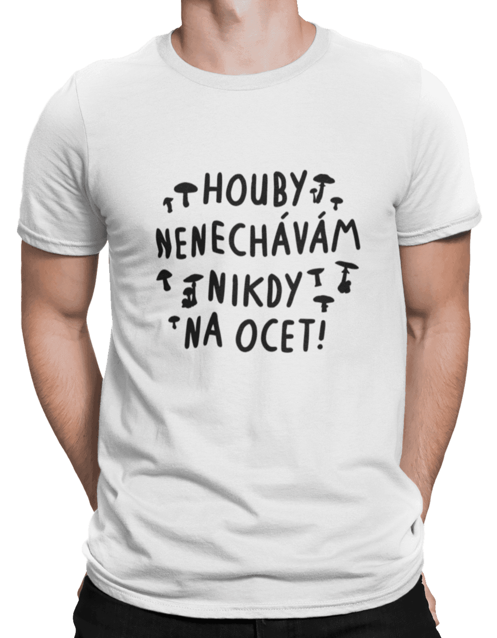 mockup of a man wearing a customizable t shirt against a plain color backdrop 1422 el (12) (1)