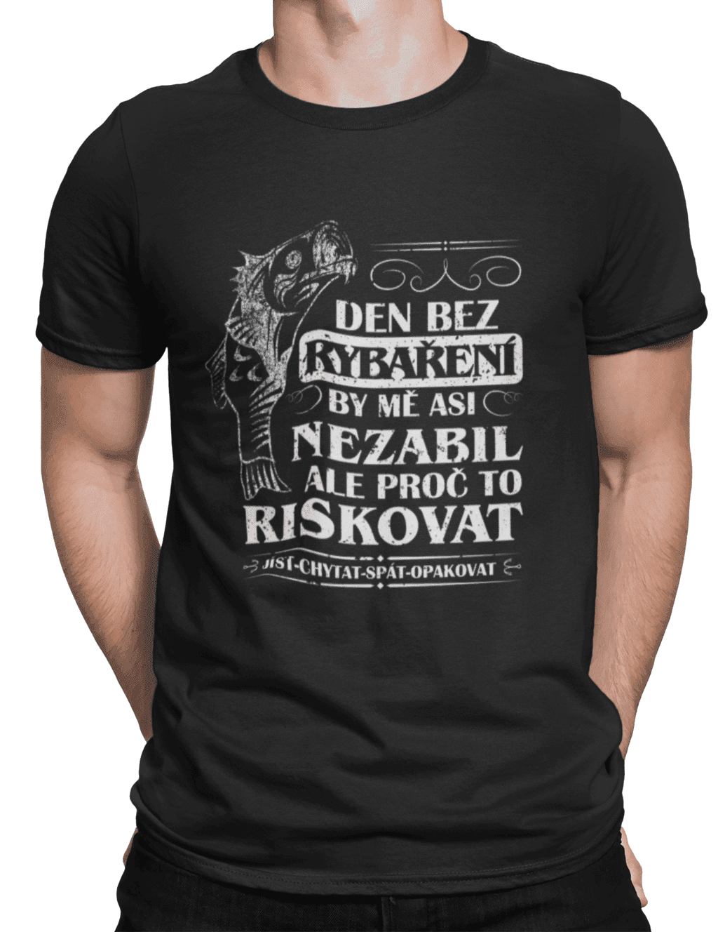 mockup of a man wearing a customizable t shirt against a plain color backdrop 1422 el min (1)