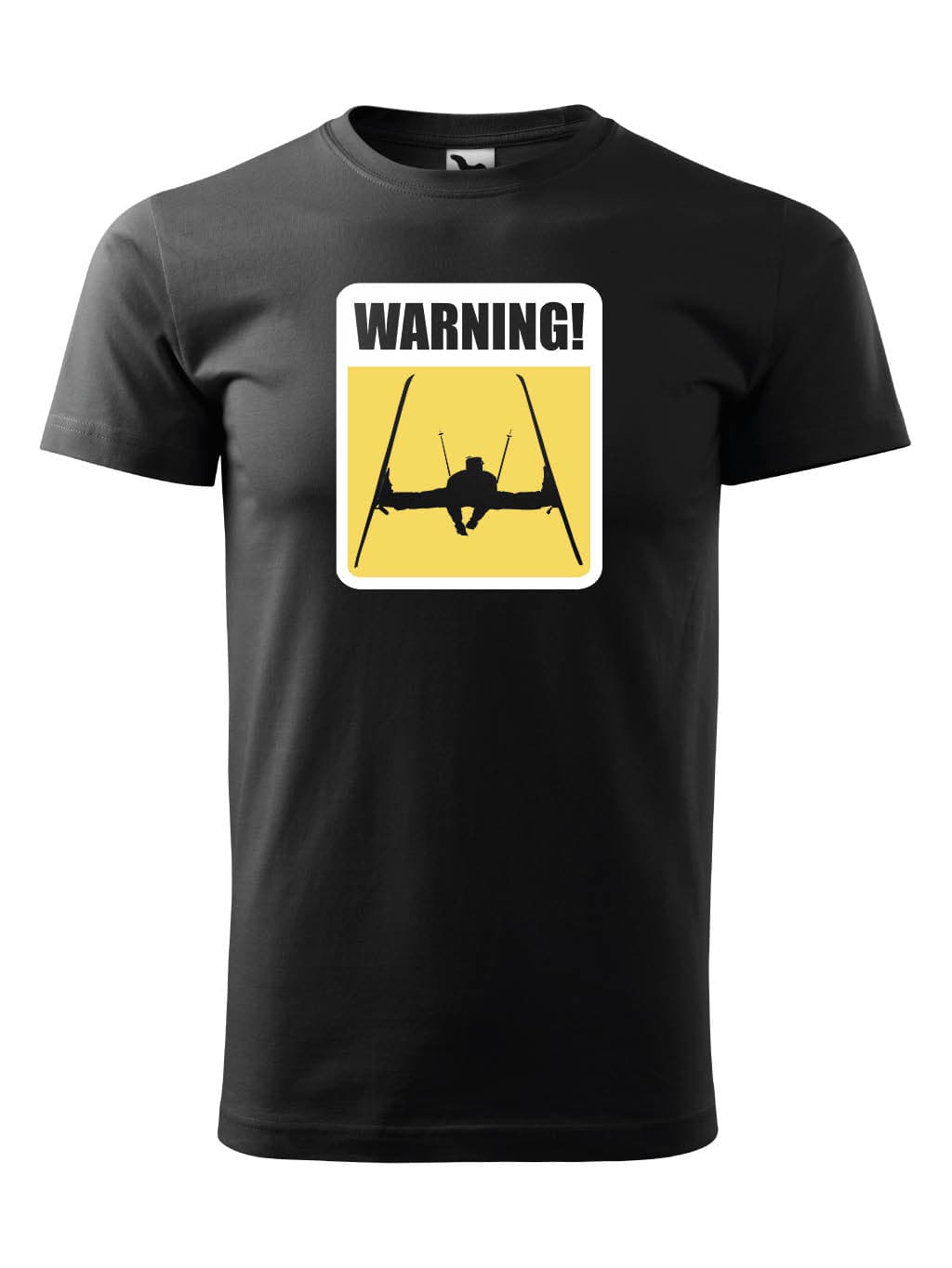 Tričko s potiskem Lyžar warning žluté