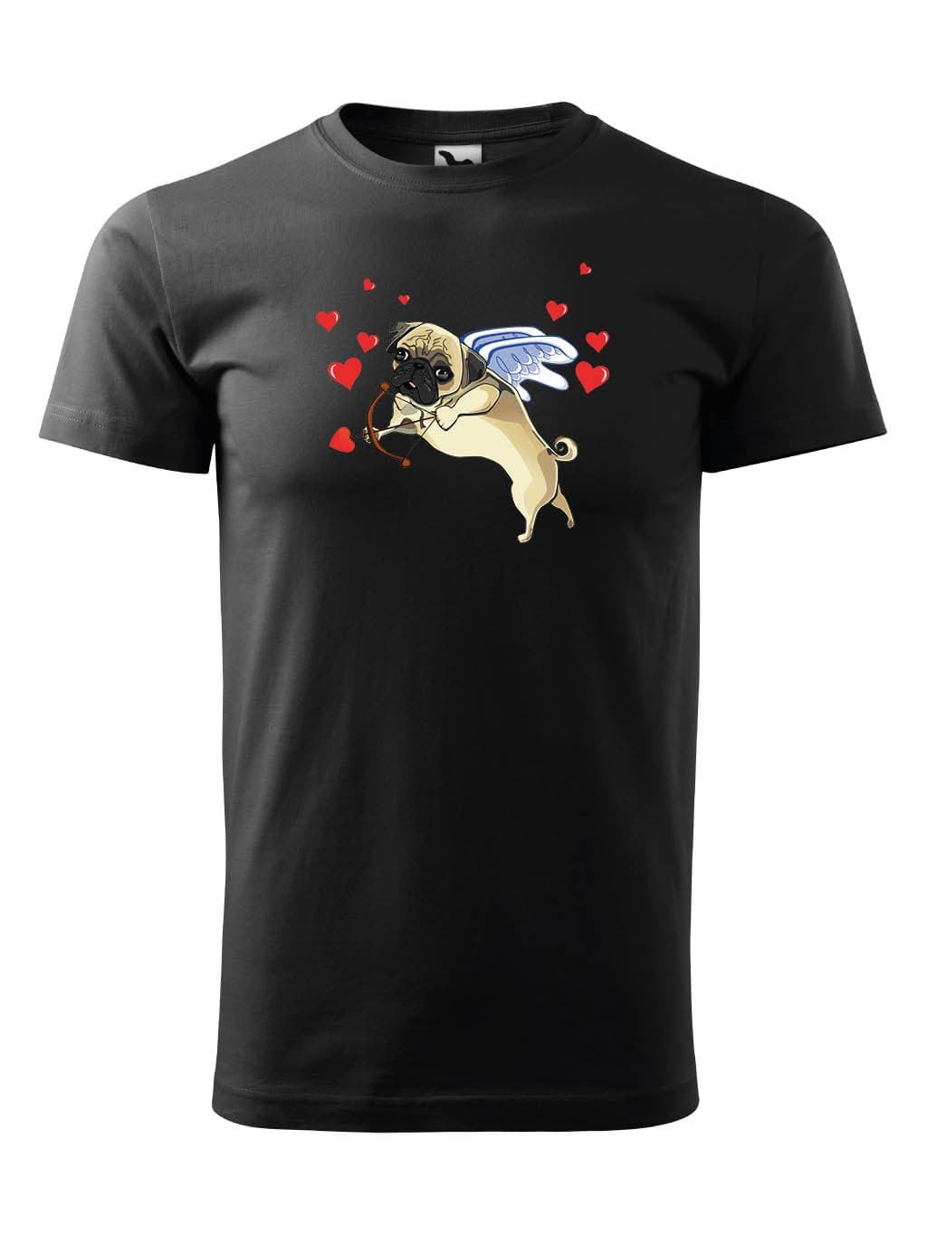 Tričko s potiskem Pug cupid