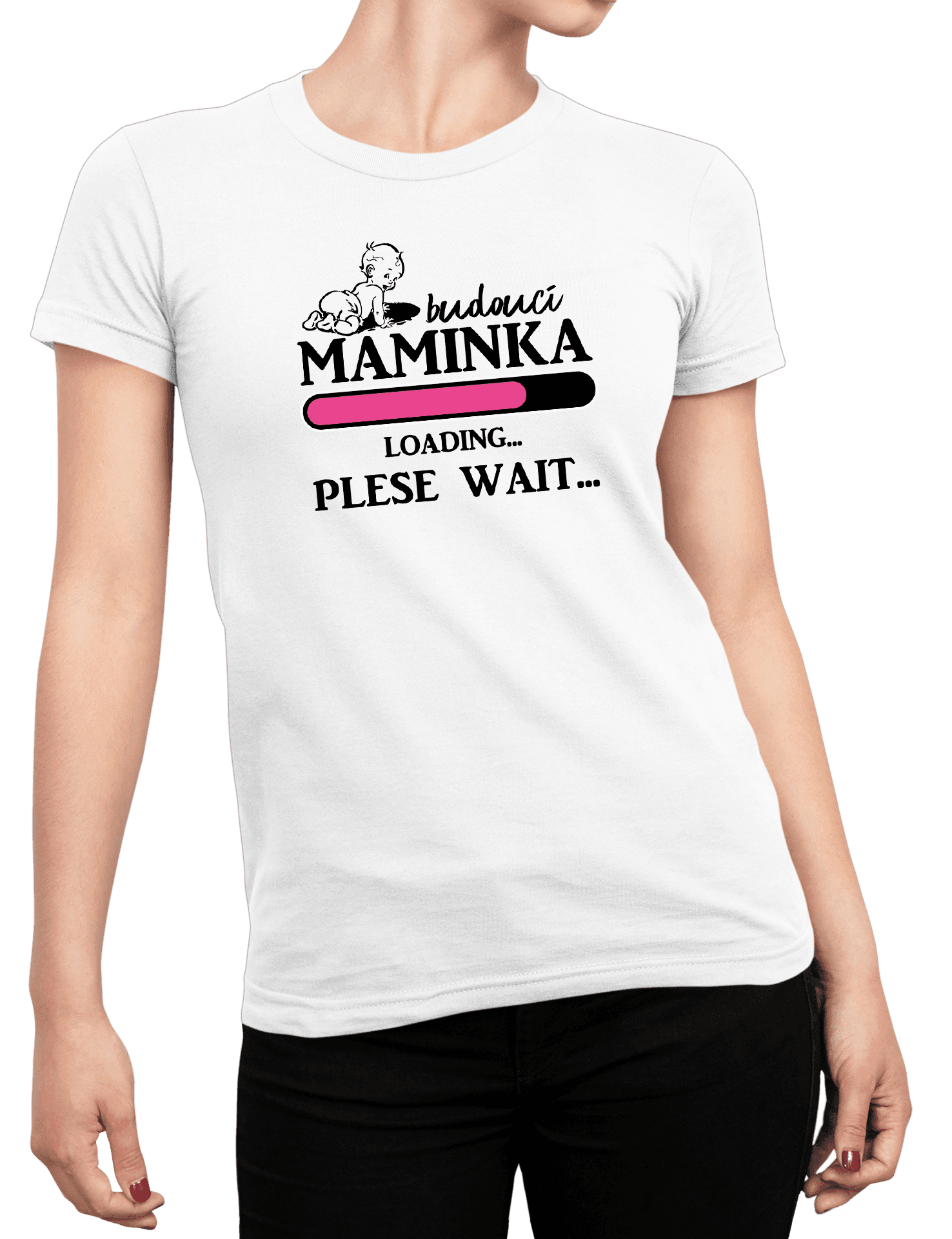budouci maminka bile triko
