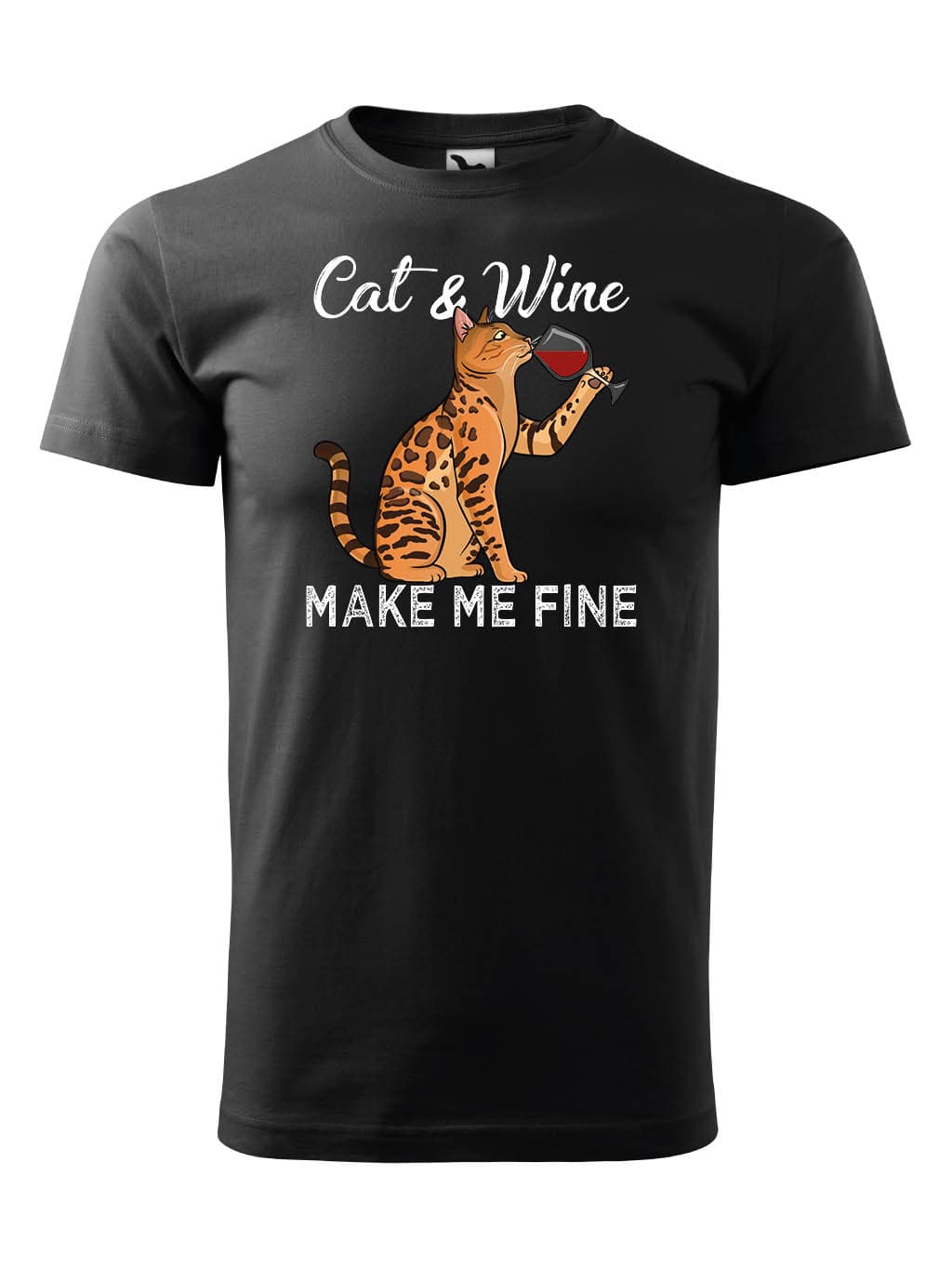 Tričko s potiskem Cat and wine
