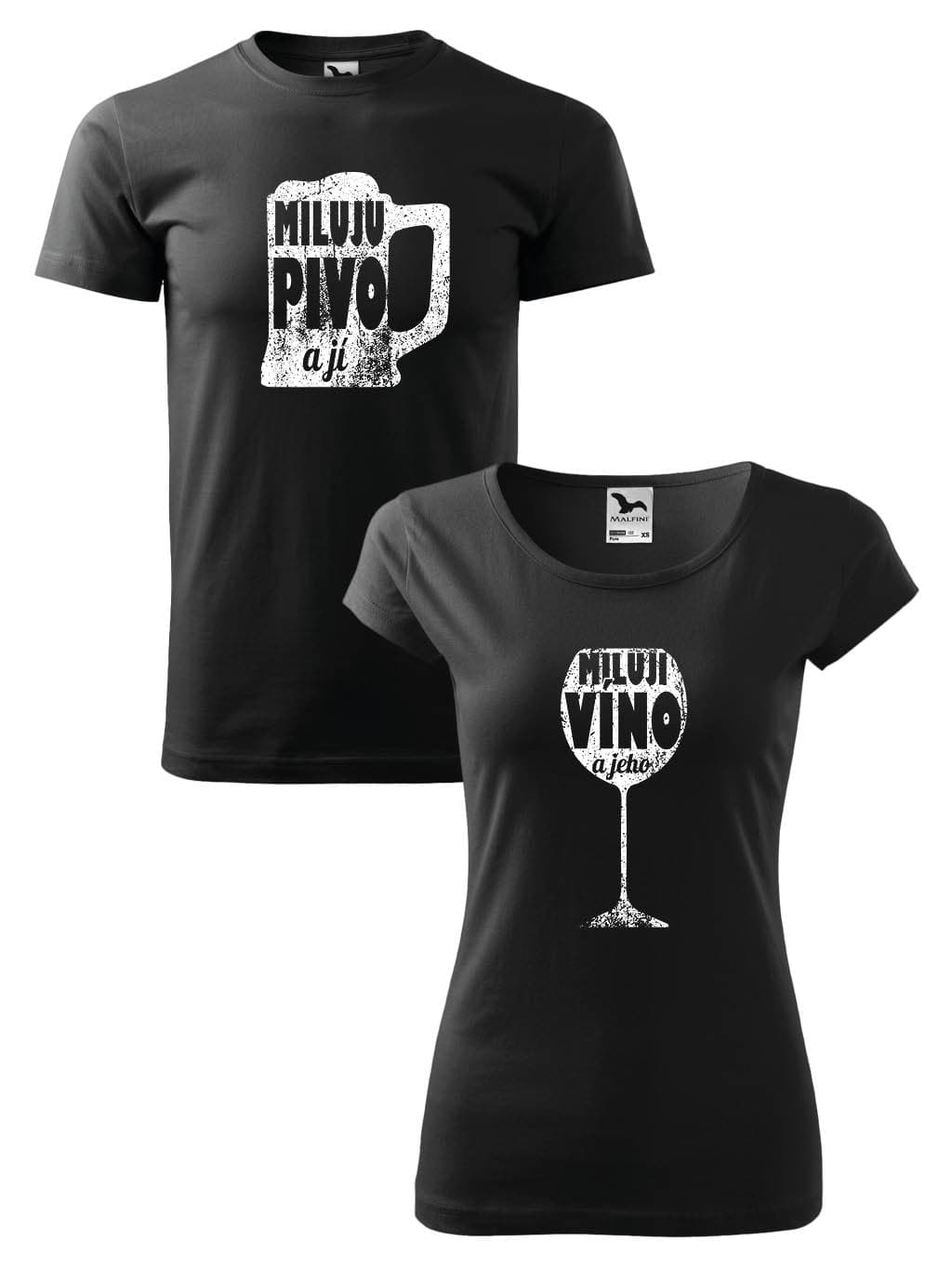 Trička pro páry Miluji pivo a víno