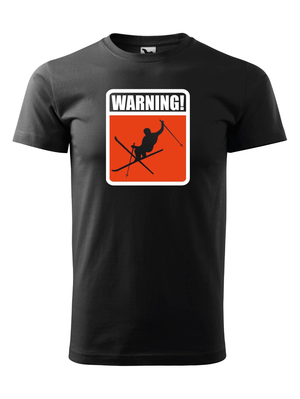 Tričko s potiskem Lyžar warning červené
